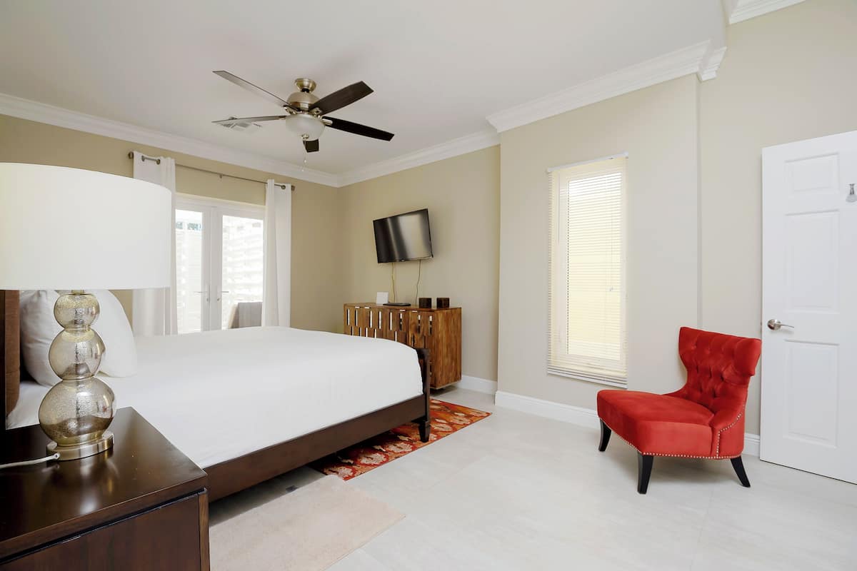 2 bedrooms, laptop workspace, blackout curtains, iron/ironing board