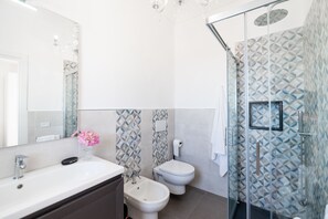 Ducha, secador de pelo, bidet, toallas