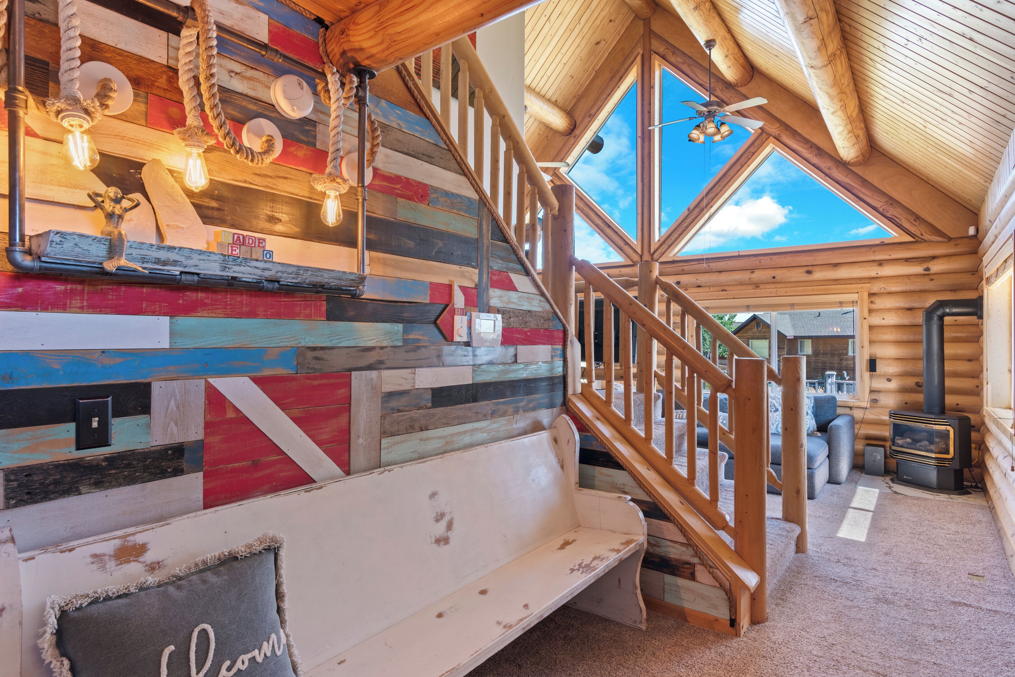 Smart TV, fireplace, DVD player, books