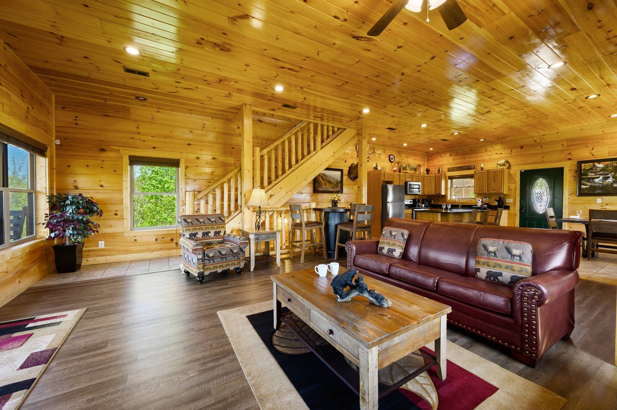 Smart TV, fireplace, video games, DVD player