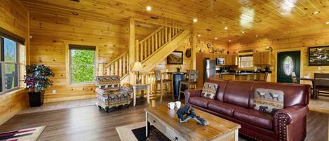 Smart TV, fireplace, video games, DVD player