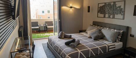 Down comforters, individually decorated, desk, laptop workspace