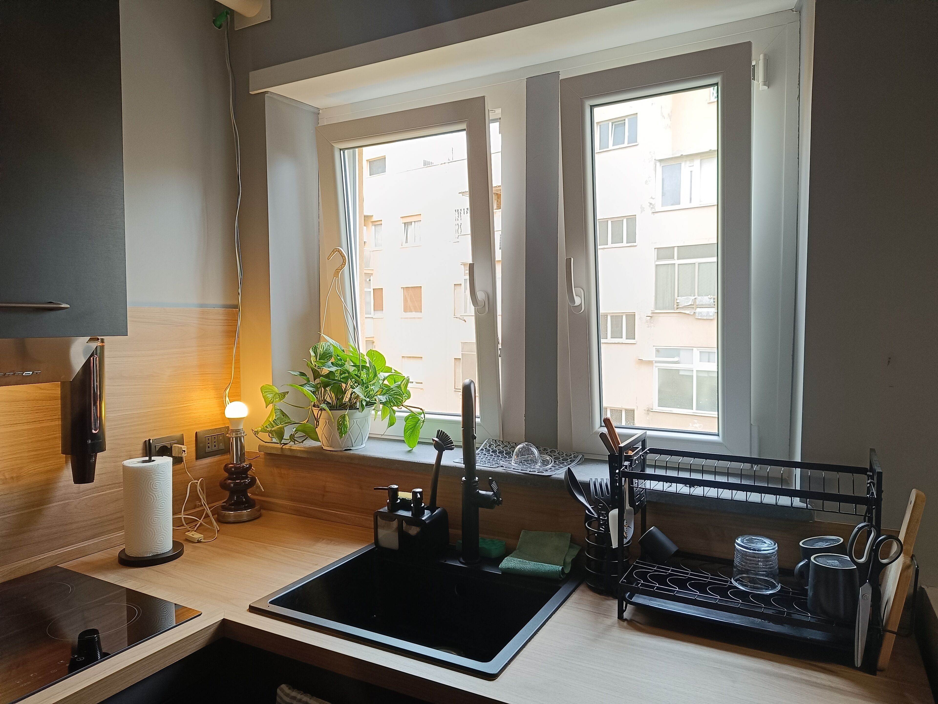 Full-sized fridge, microwave, oven, stovetop