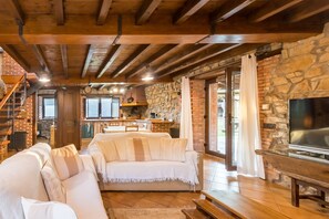 TV, fireplace