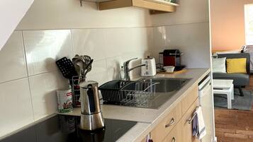 Kühlschrank, Mikrowelle, Herdplatte, Geschirrspüler