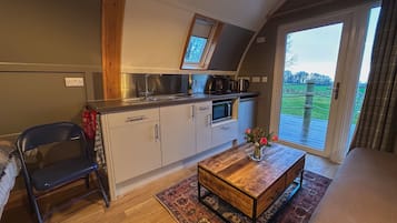 Fridge, microwave, stovetop, toaster