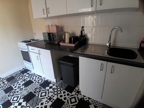 Fridge, microwave, oven, toaster