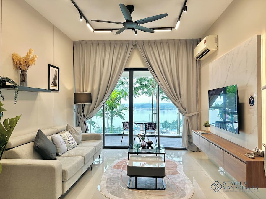 Design Apartment, 3 Bedrooms, Balcony, Sea View | Living area | 40-inch Smart TV with digital channels, Netflix, streaming services