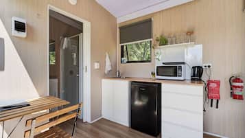 Fridge, microwave, stovetop, toaster