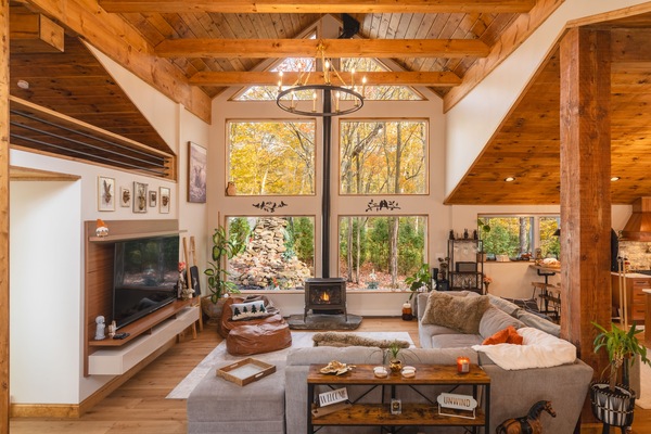 Smart TV, caminetto, impianto stereo