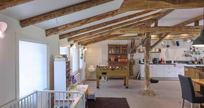 Group farmhouse with garden in wooded area