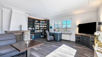 Televisión, chimenea