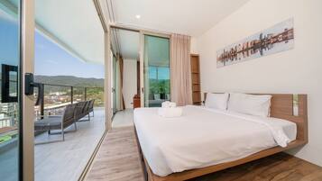 Premium Apartment, 2 Bedrooms, Balcony, Partial Sea View | 2 bedrooms, free WiFi