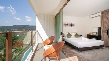 Apartemen Eksklusif, balkon, pemandangan laut terbatas | 1 kamar tidur, setrika/meja setrika, dan Wi-Fi gratis