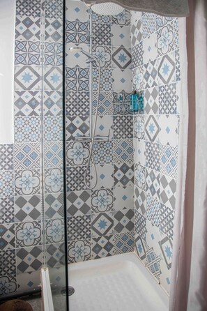 Shower, hair dryer, toilet paper