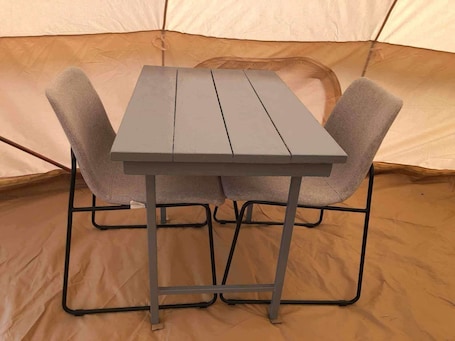 Outdoor dining. Relaxing bell tent in Northern NSW