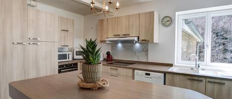 Fridge, microwave, dishwasher