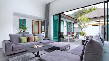 Exclusive Villa, 3 Bedrooms, Pool View | Living area | Flat-screen TV