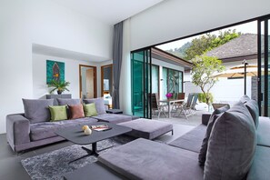 Exclusive Villa, 3 Bedrooms, Pool View | Living area | Flat-screen TV - Elegant 3BR Pool Villa Coco B6 in Kamala (Kamala)