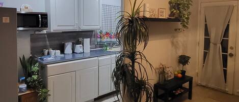 Frigorífico, microondas, horno y placa de cocina