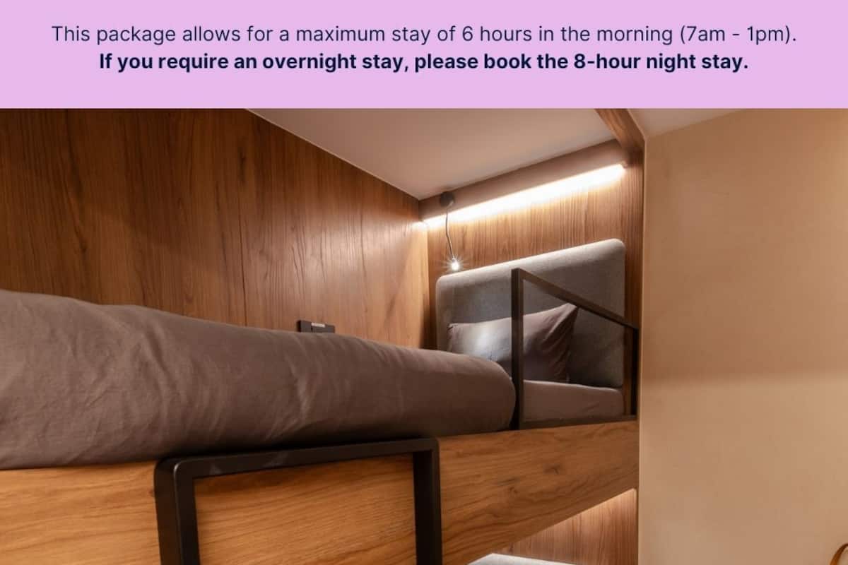Single Bunk Cabin - 6 Hour Morning Stay from 07:00-13:00 hrs (7am-1pm) No Shower | Wi-Fi gratuit, draps fournis