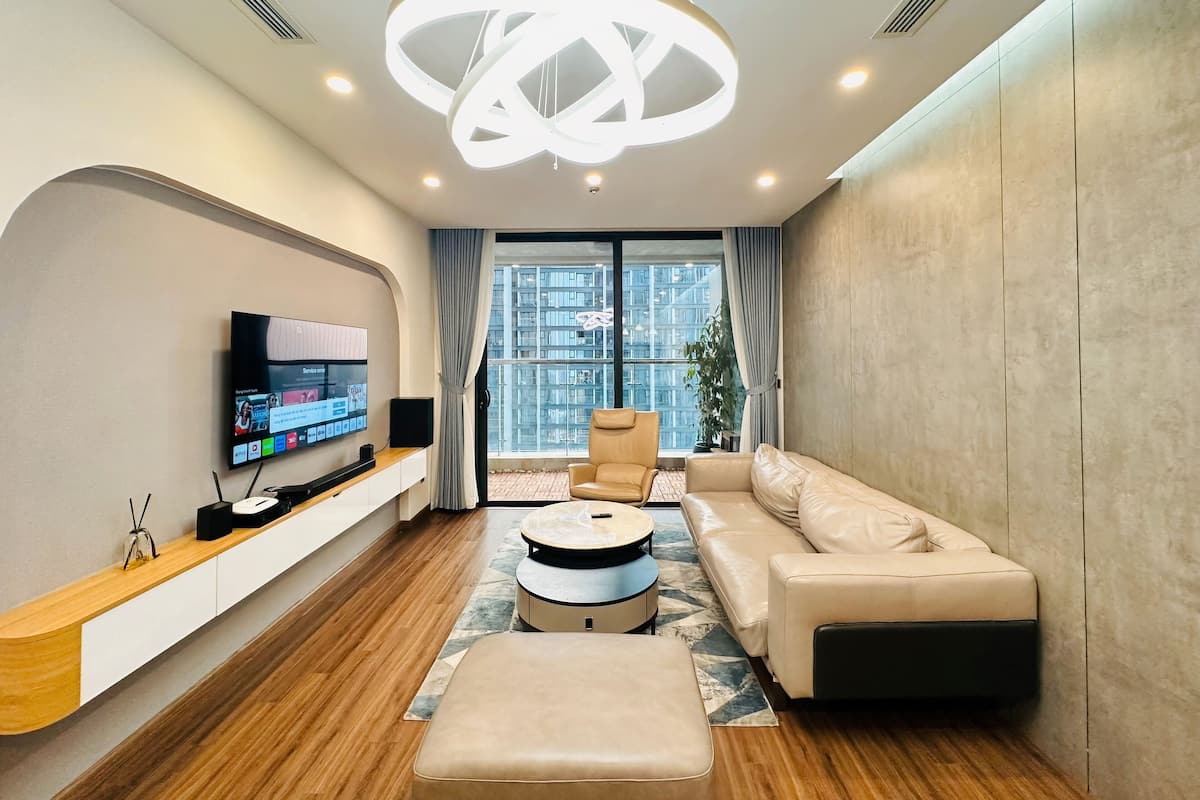 Luxury Apartment | Living area | 45-inch LCD TV with satellite channels
