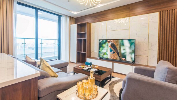 Premium Apartment | Living area | 45-inch LCD TV with satellite channels - Apartment with residence (Hanoi)