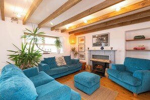 TV, fireplace
