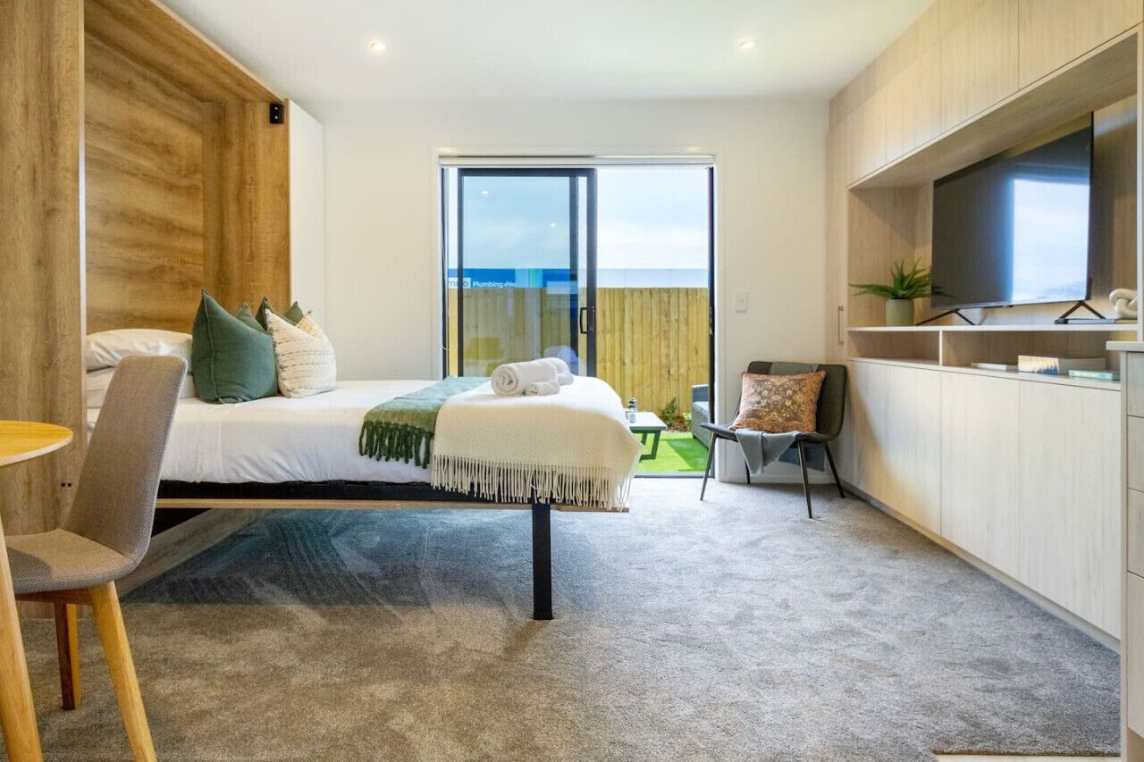 1 bedroom, desk, iron/ironing board, travel cot