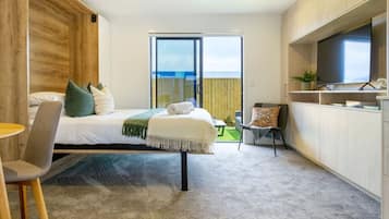 1 bedroom, desk, iron/ironing board, travel cot