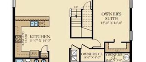 A floor plan of a house with a covered patio, family room, dining room, kitchen, owner's suite, owner's suite 2, recreation room, owner's bath, owner's bath 2, owner's suite 3, owner's suite 4, and a pool.