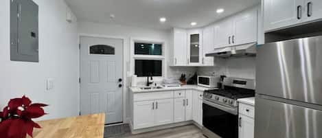 Fridge, microwave, oven, toaster