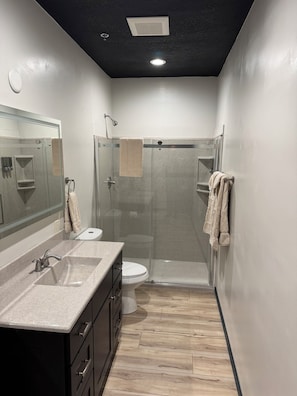 Shower, jetted tub, hair dryer, bidet - The Lawft, Suite 2, 2 King beds each with own bathroom, No Clean fees or stairs! (Russell)