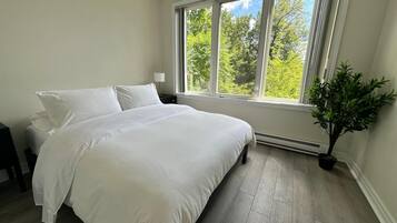 3 bedrooms, desk, iron/ironing board, travel cot