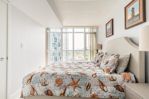 1 bedroom, desk, iron/ironing board, travel cot
