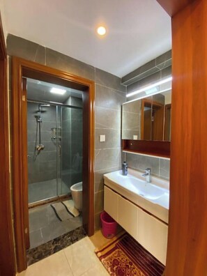 Dusche, Handtücher, Seife, Toilettenpapier