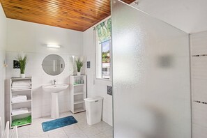 Shower, towels, soap, toilet paper - Rooftop with Sea View (Le Diamant)