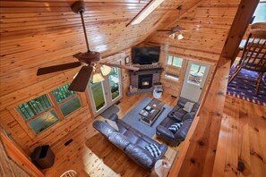 TV, fireplace, DVD player, books