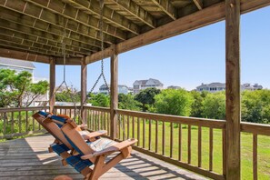 Terrace/patio - Dolphin Days Hot Tub, Pool & steps to the Beach (Corolla)