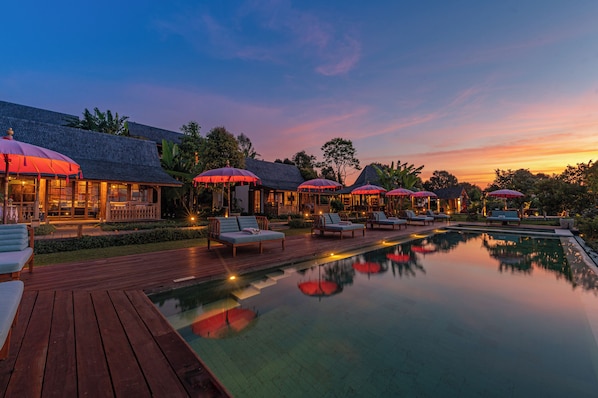 Outdoor pool, open 7:30 AM to 8:30 PM, pool umbrellas, sun loungers