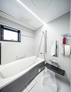 Secador de cabelo, toalhas de banho