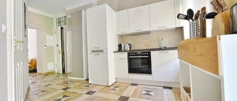 Microwave, oven, stovetop, electric kettle