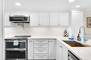 Fridge, microwave, oven, dishwasher