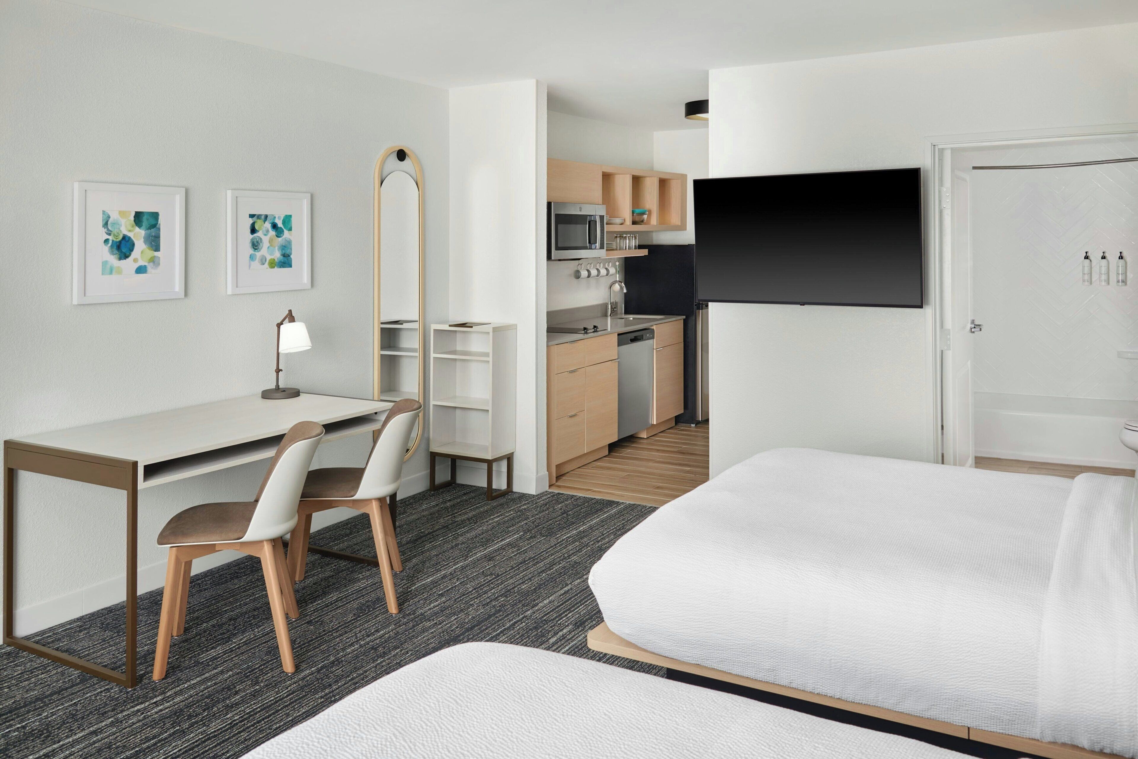 Studio Suite, 2 Queen Beds | Hypo-allergenic bedding, desk, laptop workspace, blackout drapes