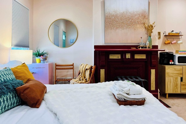 Drift into dreamland in our cozy bed.