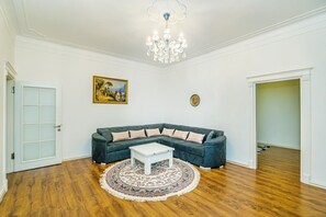 Living area - Spacious 2-bedroom apartment with AC, WiFi in welcoming Baku (Baku)