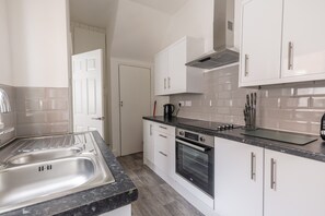 Fridge, microwave, oven, electric kettle