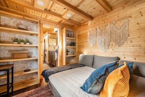 1 bedroom, desk, iron/ironing board, travel cot