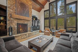 Televisión y chimenea 