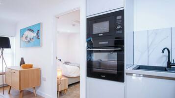 Microwave, oven, stovetop, electric kettle